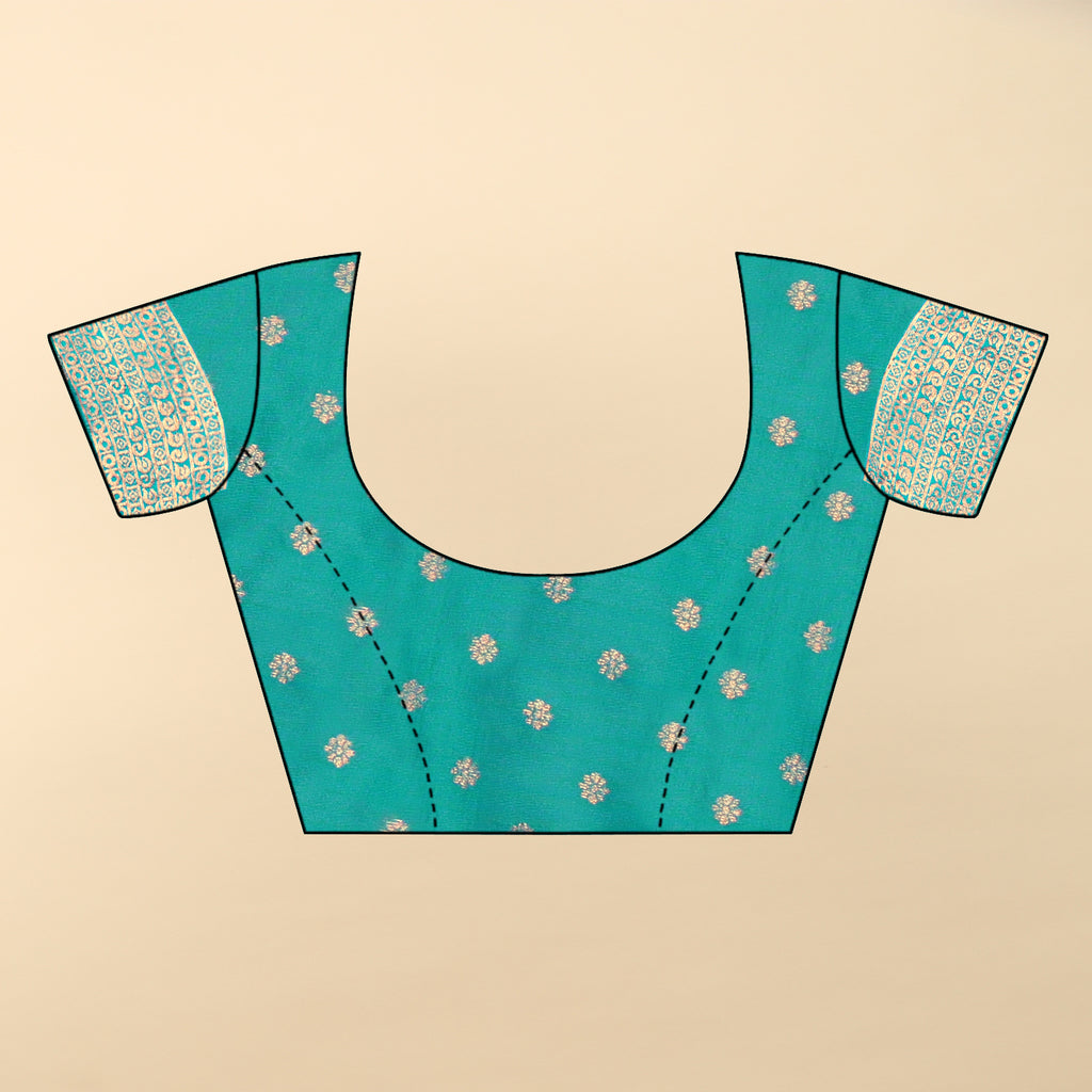 Peach Teal Royal Weave Saree