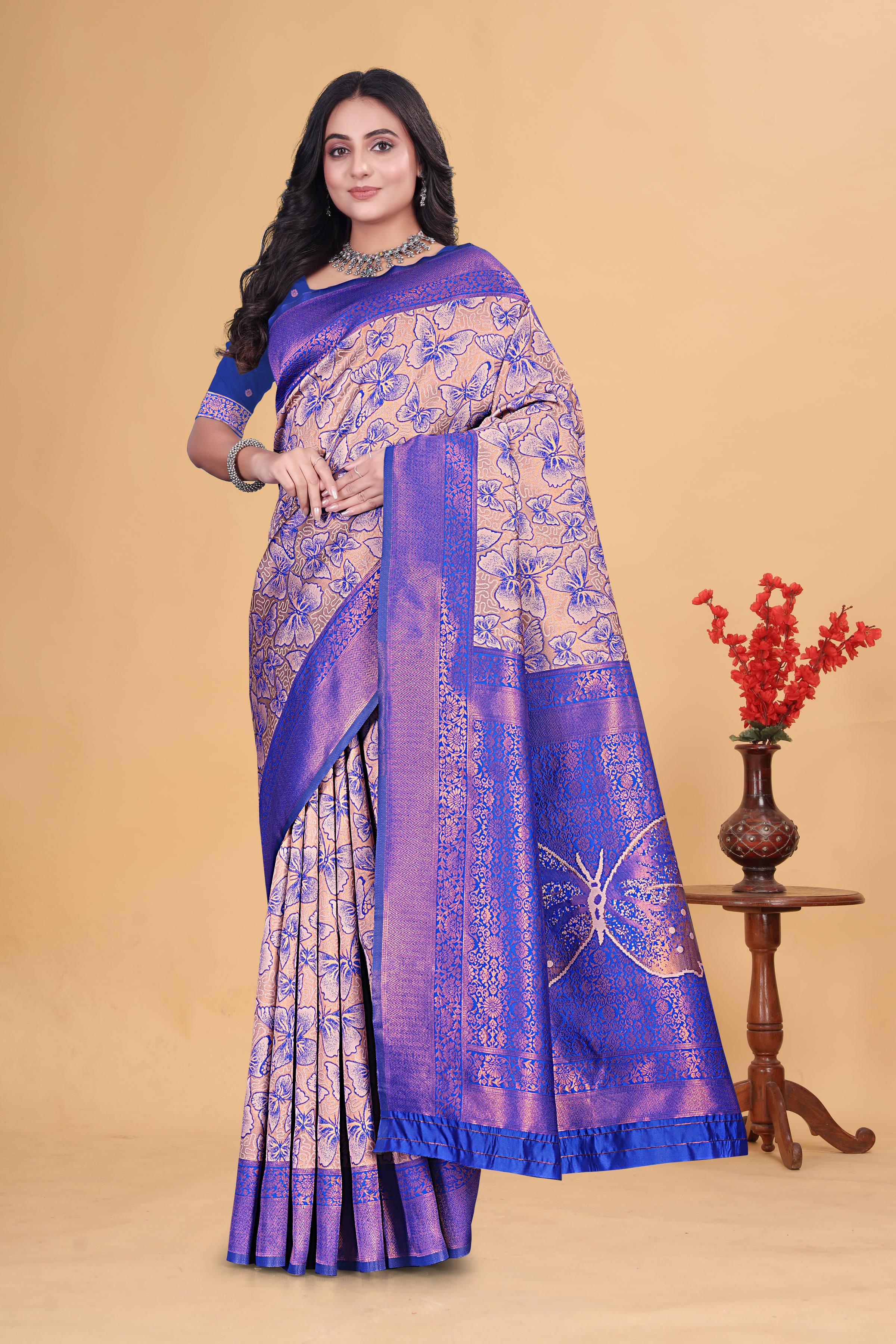 Blue Butterfly Saree