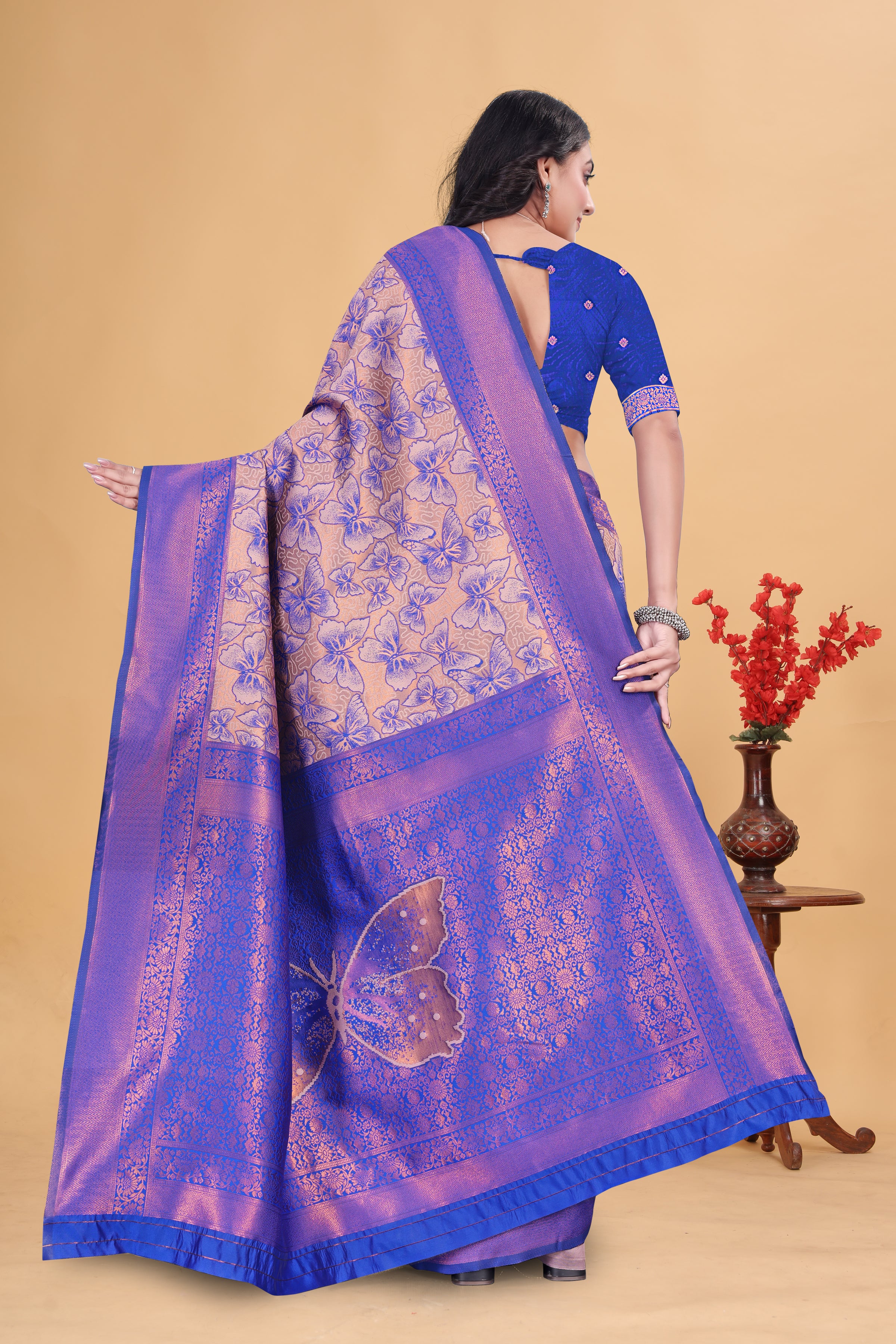 Blue Butterfly Saree