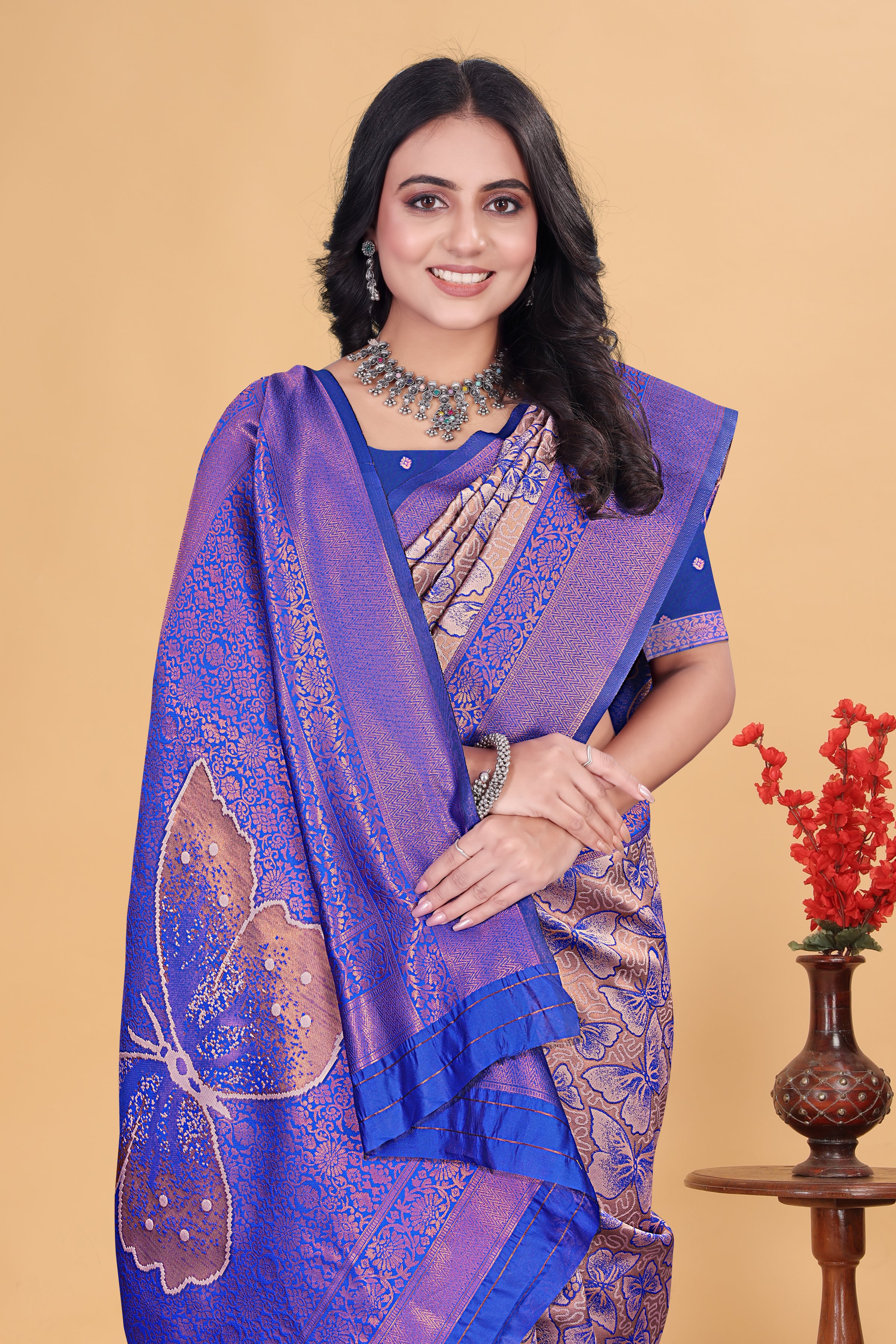 Blue Butterfly Saree