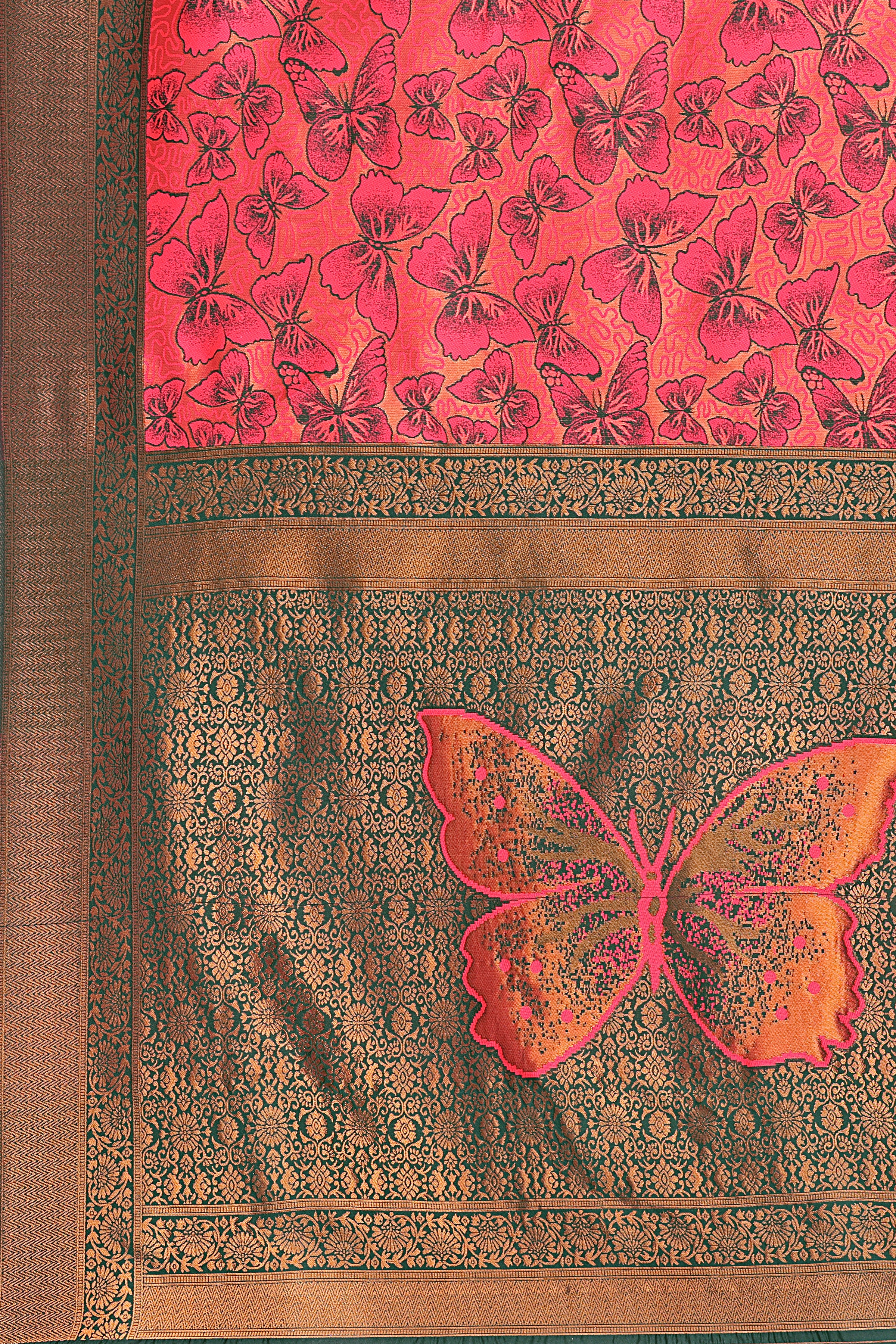 Reddish Pink Butterfly Saree