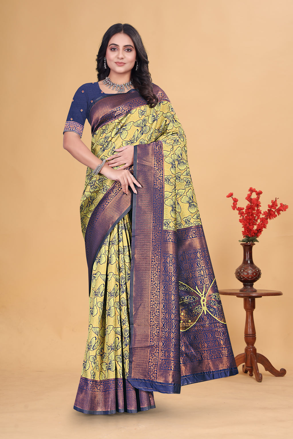 Dark Blue Butterfly Saree