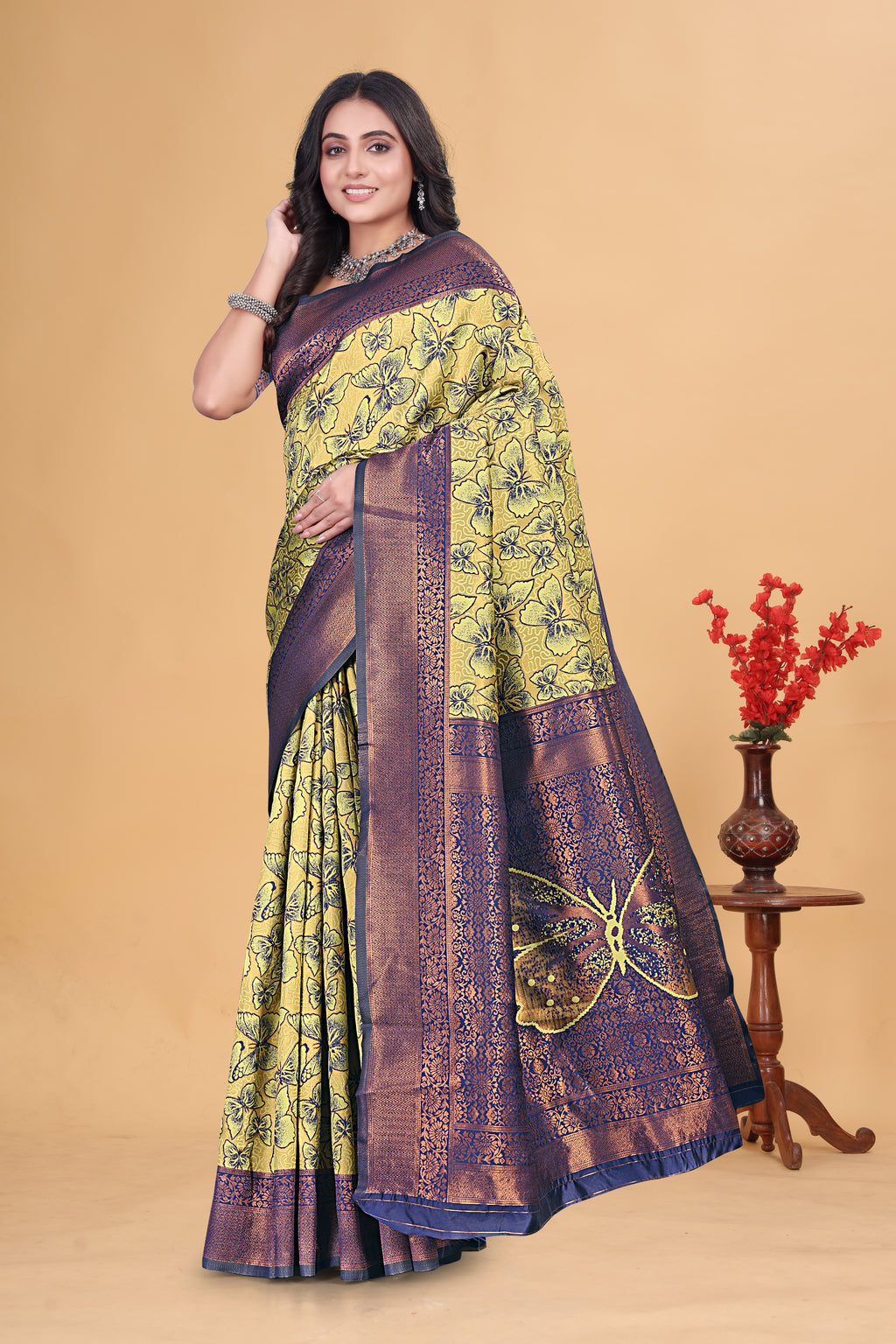 Dark Blue Butterfly Saree