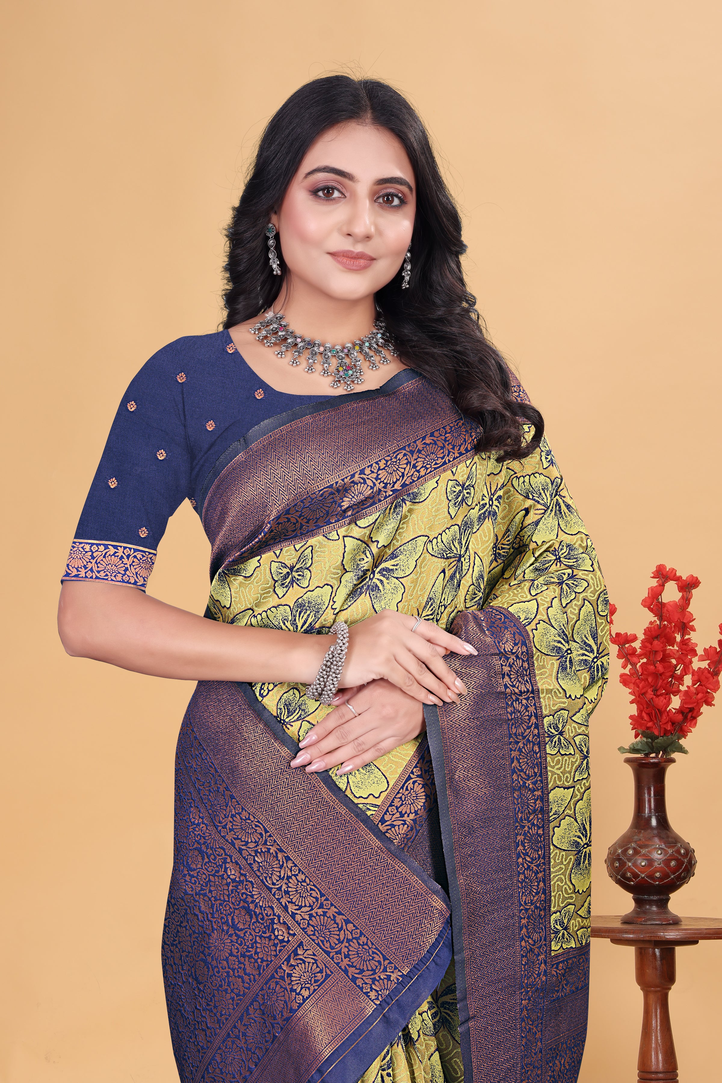 Dark Blue Butterfly Saree