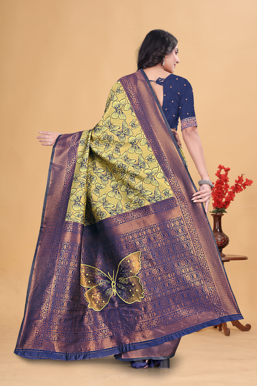 Dark Blue Butterfly Saree