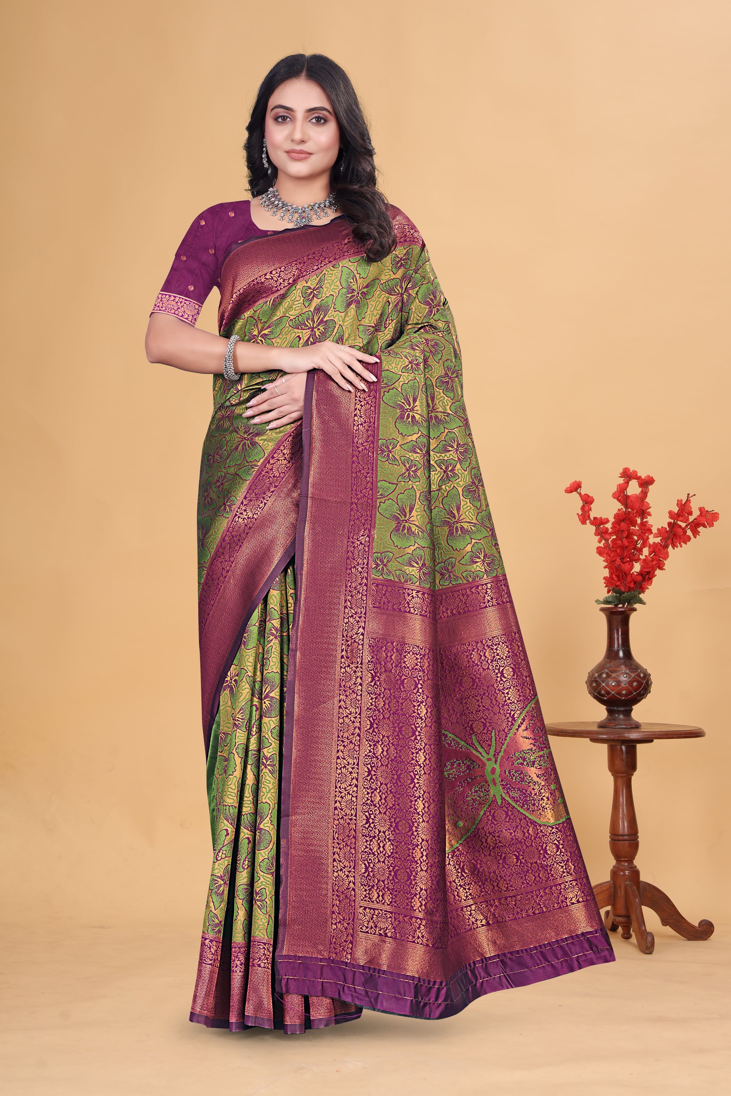 Purple Butterfly Saree