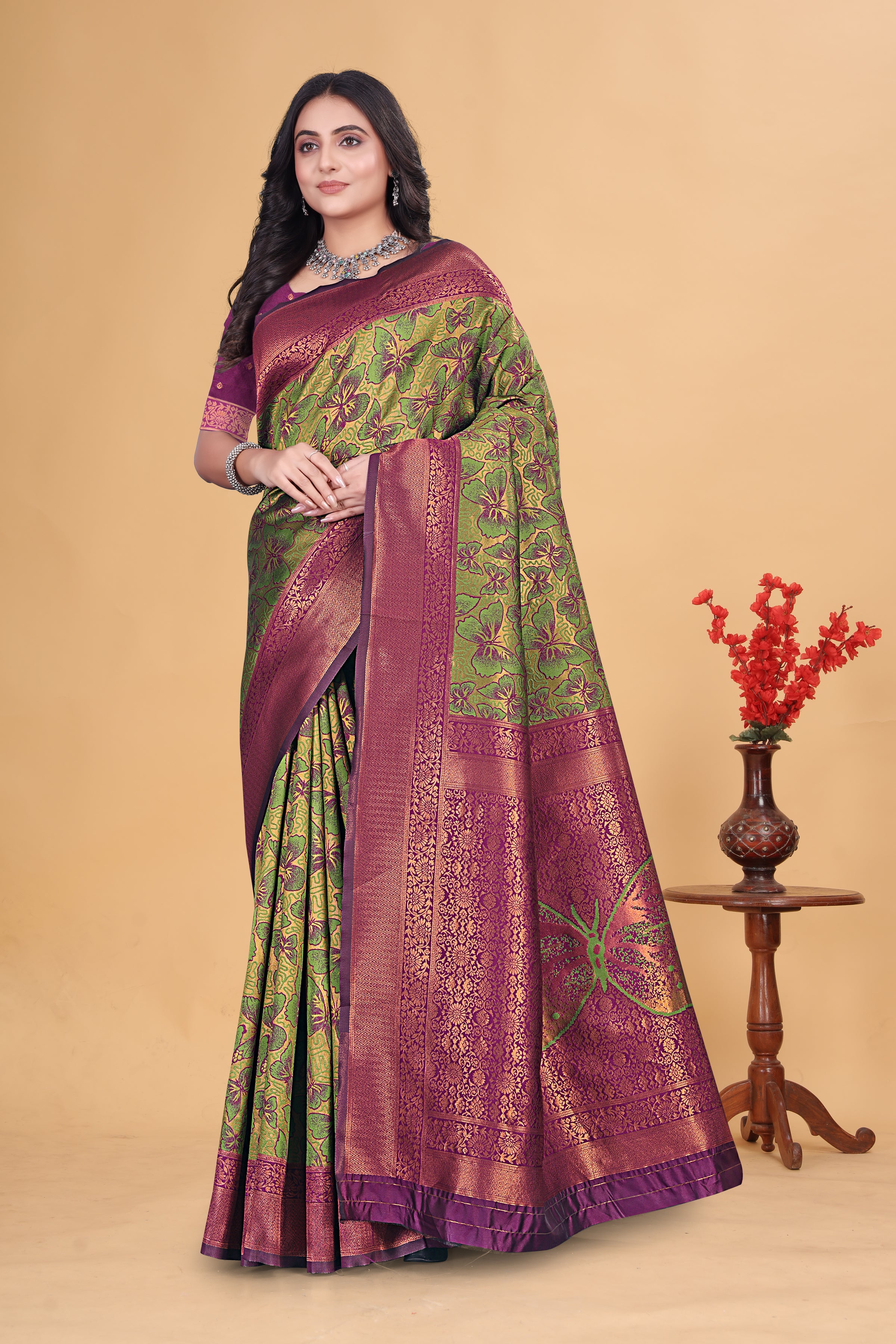 Purple Butterfly Saree