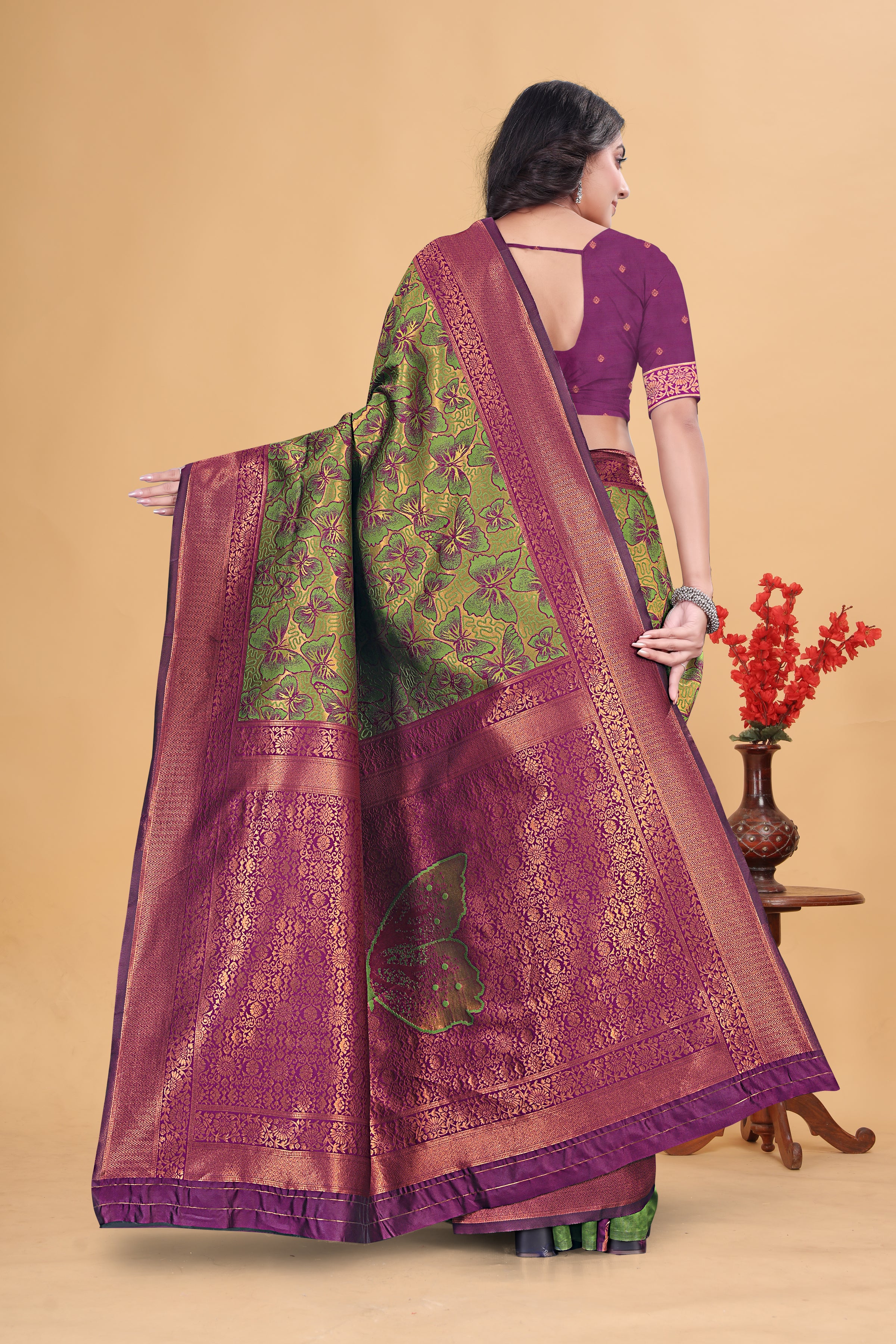 Purple Butterfly Saree