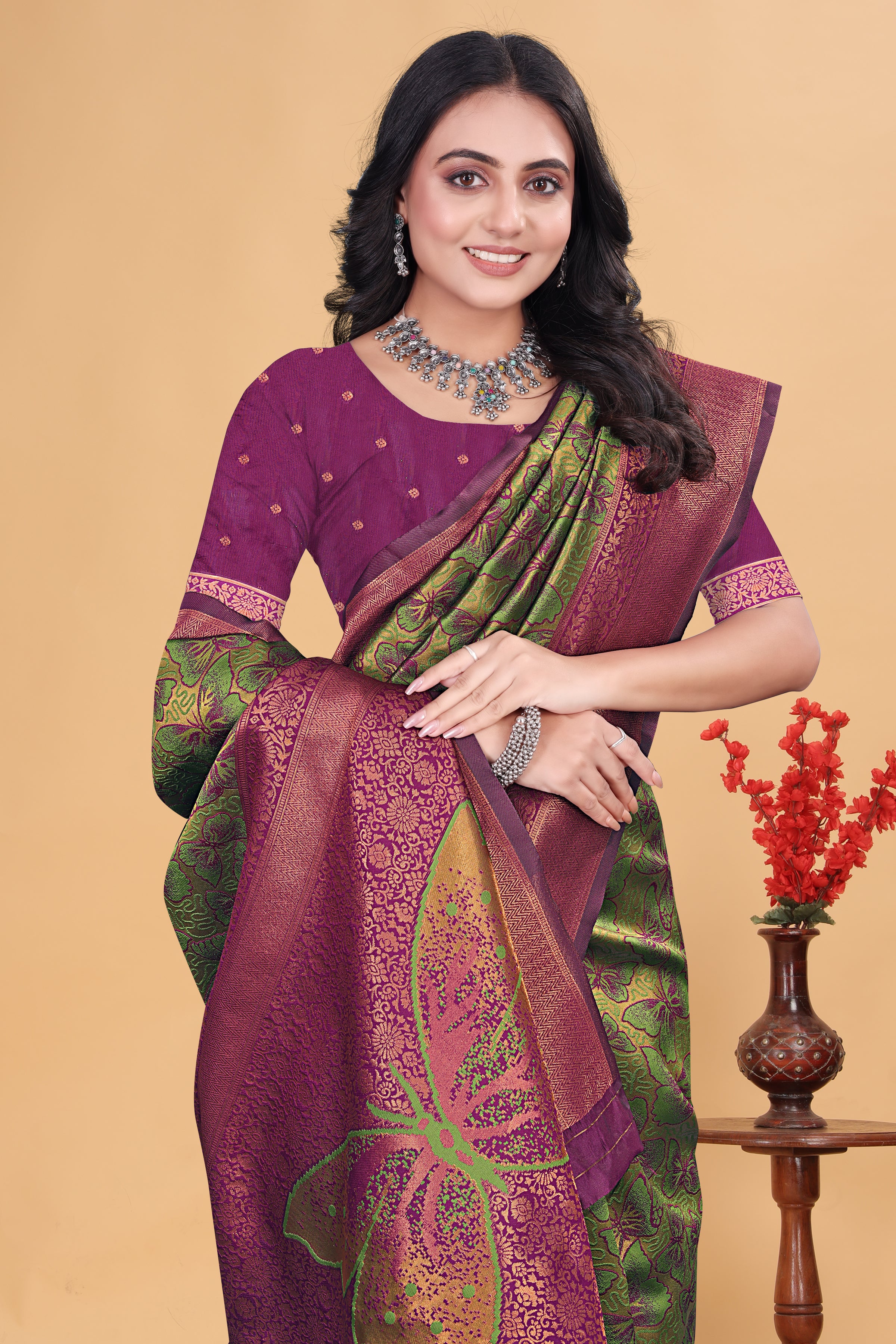 Purple Butterfly Saree