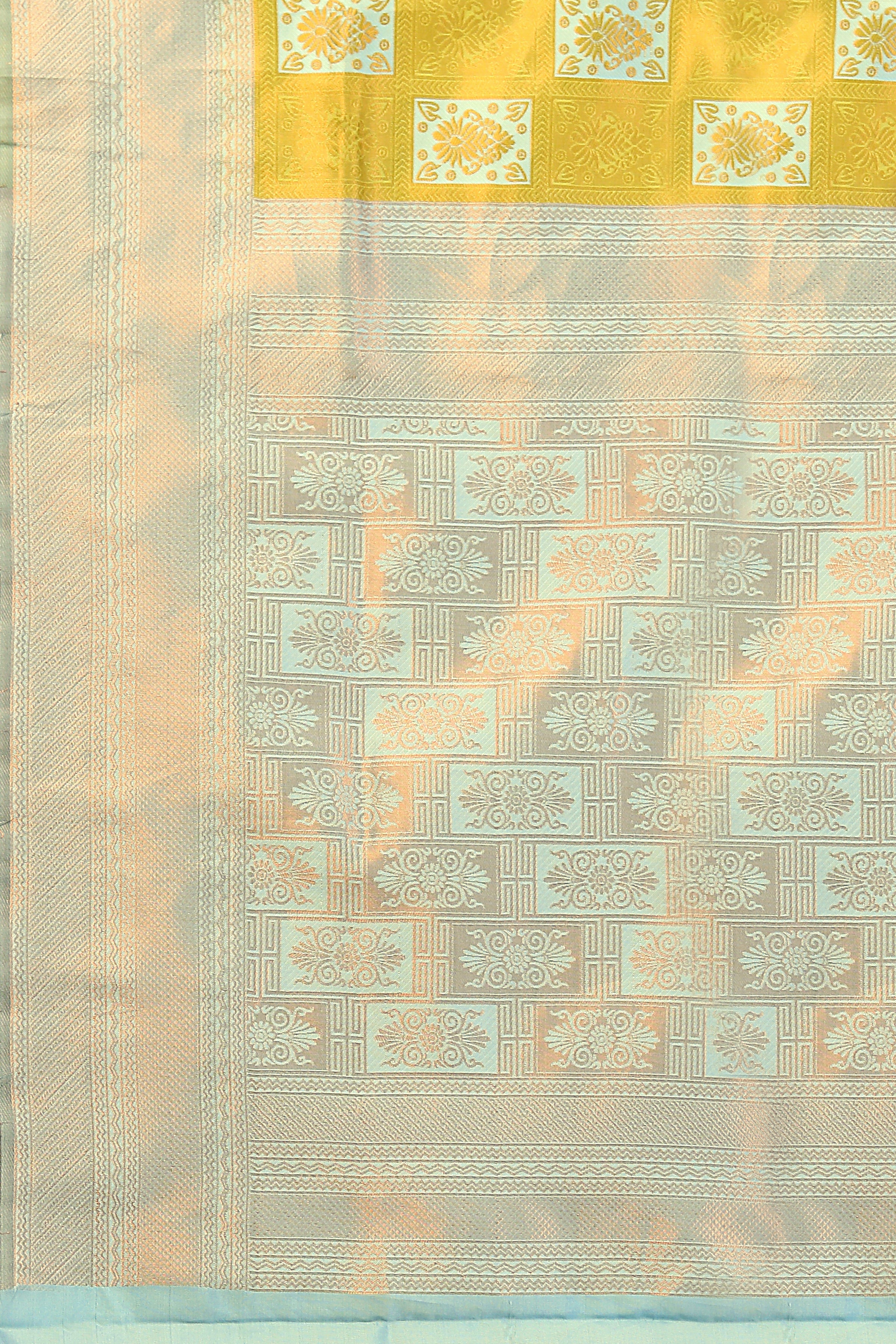 Deep Yellow Checks Saree