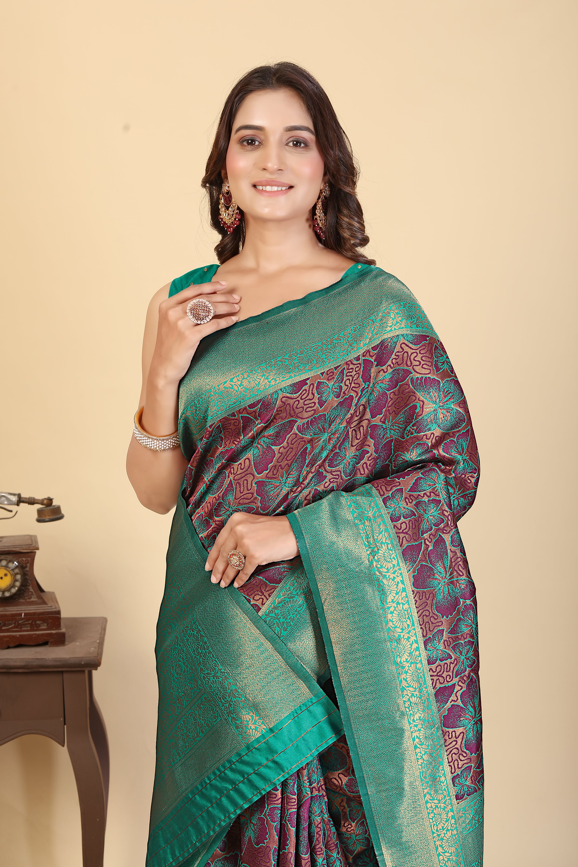 Green Butterfly Saree