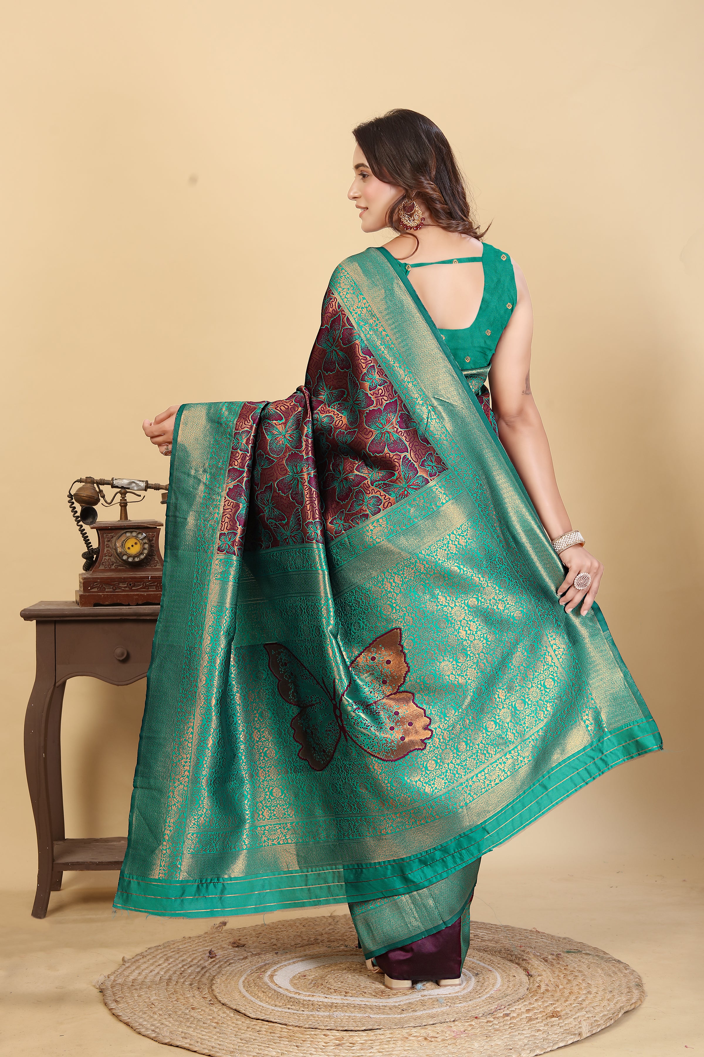 Green Butterfly Saree
