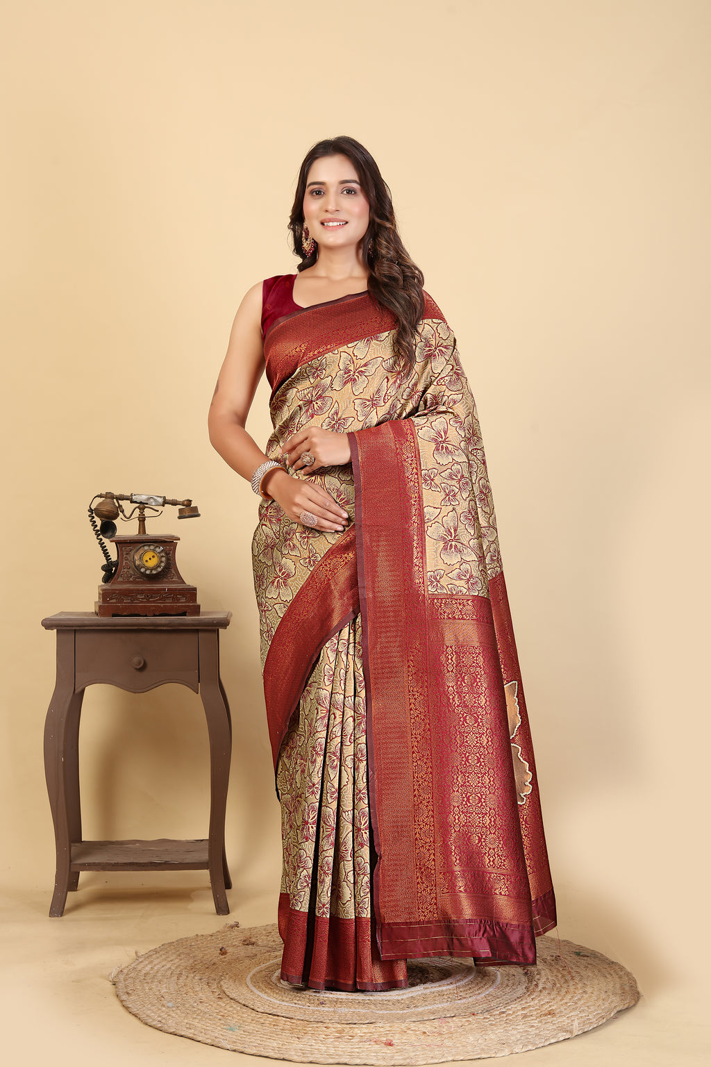 Maroon Butterfly Saree