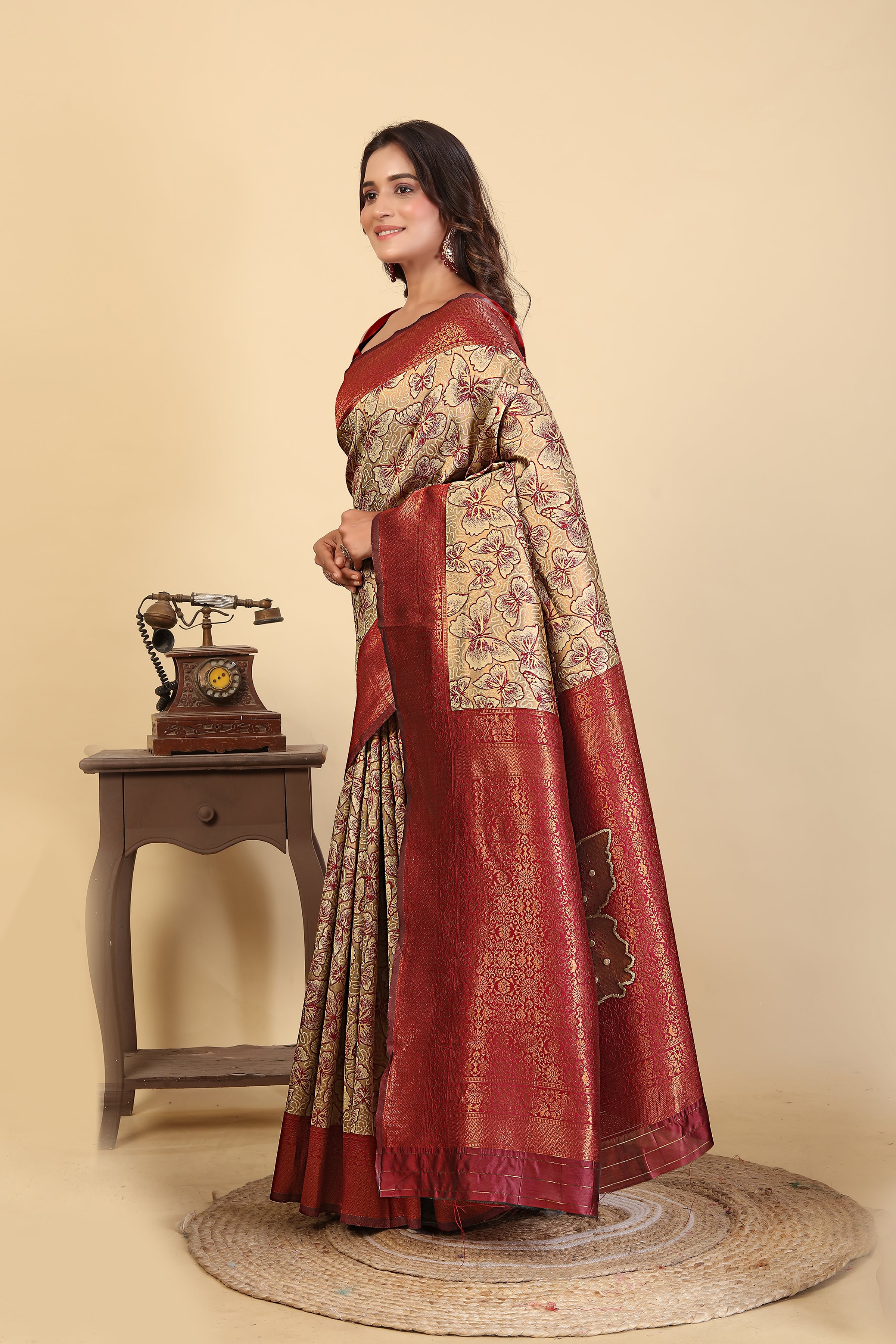 Maroon Butterfly Saree