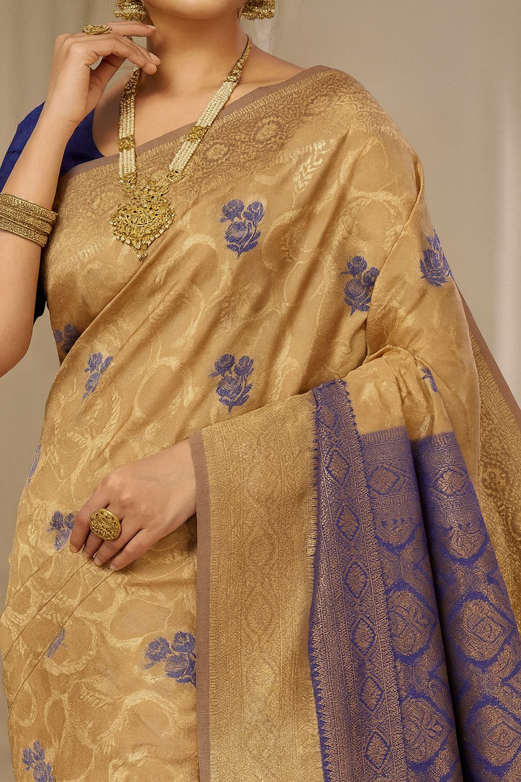 Light Brown Silk Woven Saree