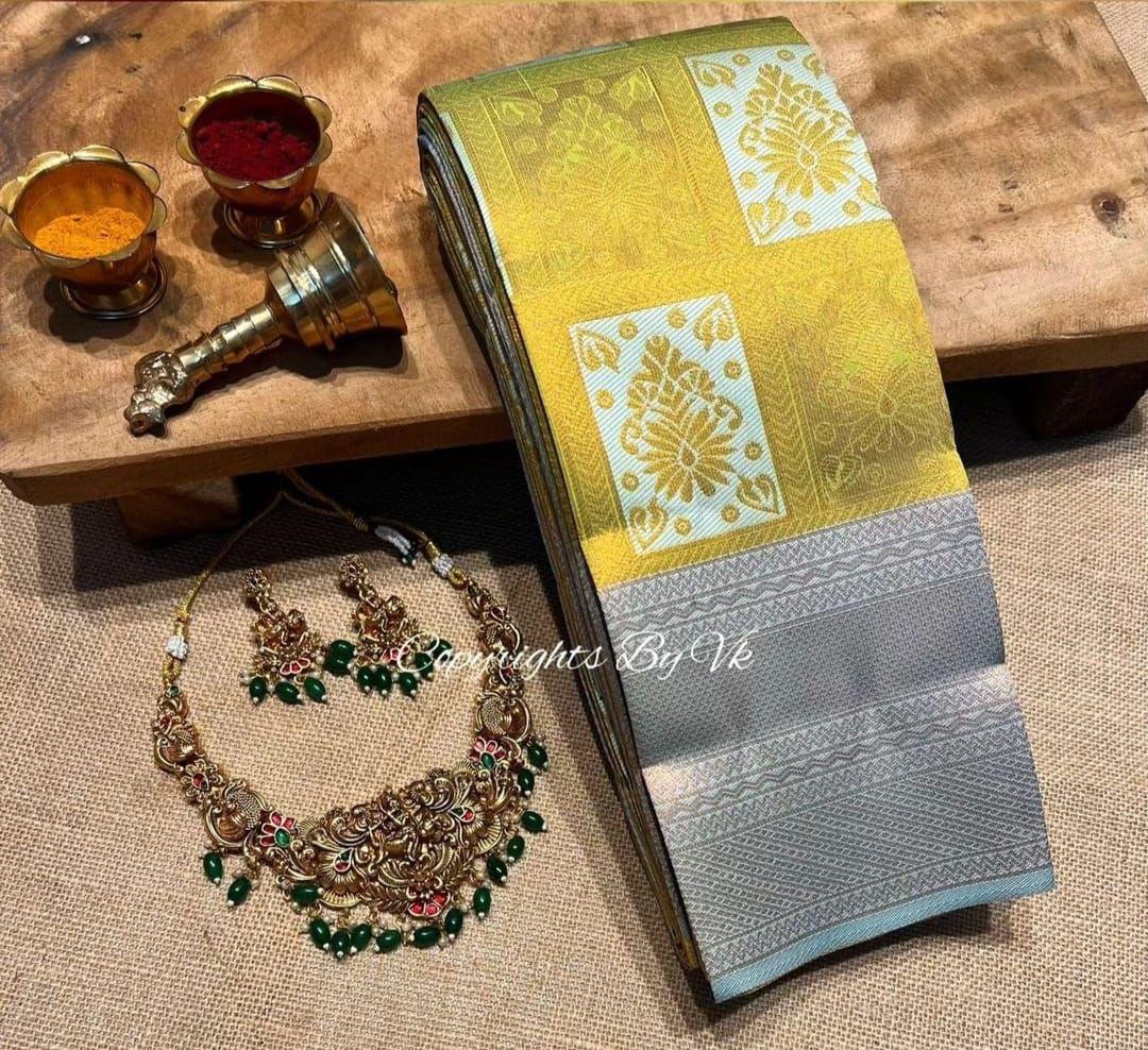 Deep Yellow Checks Saree