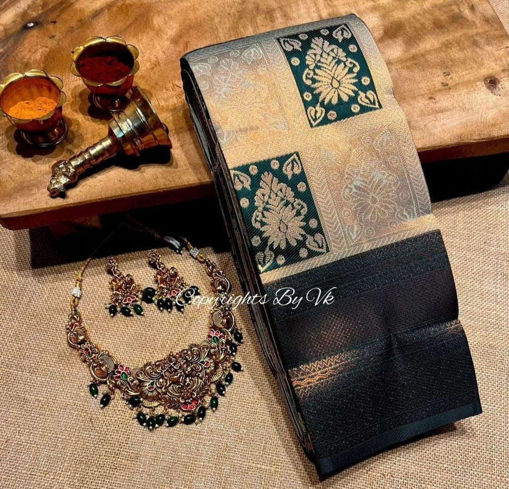 Forest Dark Green Saree